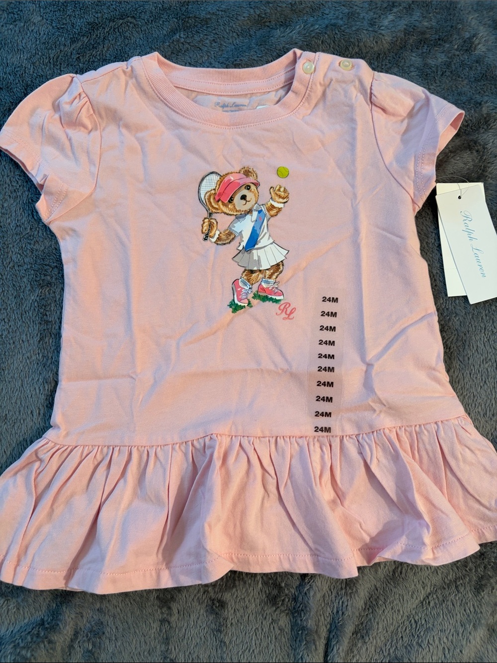 Ralph Lauren Light Pink Polo Bear Tennis Peplum Top